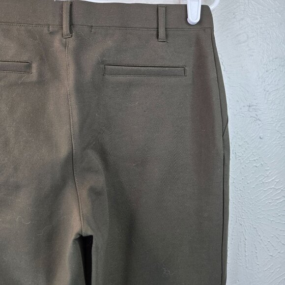 Quince Ponte Stretch Pants M Dark Green Straight Leg Minimalist Pull On Trousers - Picture 11 of 13